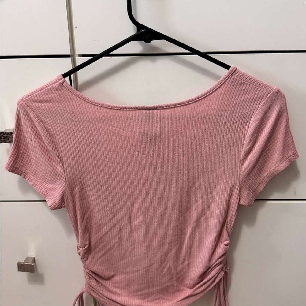 Pink Ribbed Women's Top - Picture 2 of 4